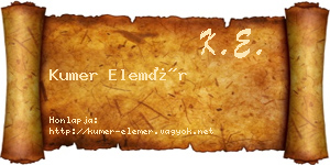 Kumer Elemér névjegykártya